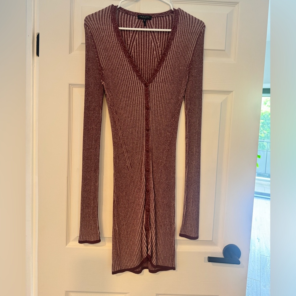 Rag & Bone Burgundy and White Knit Sweater